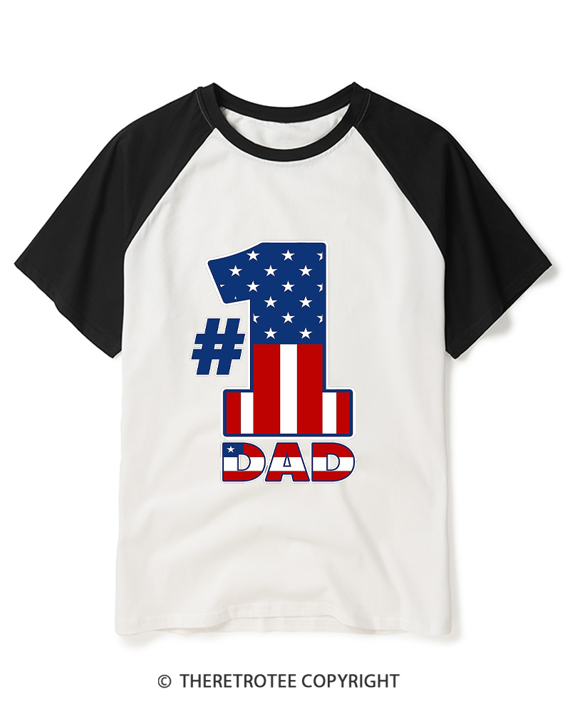 TheRetroTee Patriotic Number 1 Raglan Baseball T-Shirt