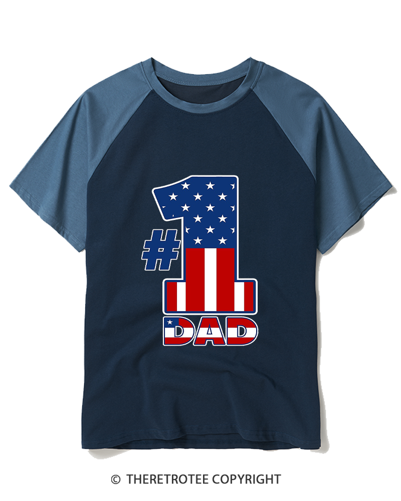 TheRetroTee Patriotic Number 1 Raglan Baseball T-Shirt