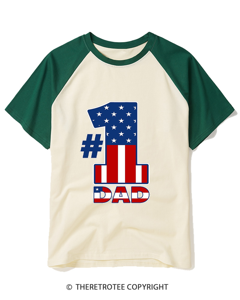 TheRetroTee Patriotic Number 1 Raglan Baseball T-Shirt