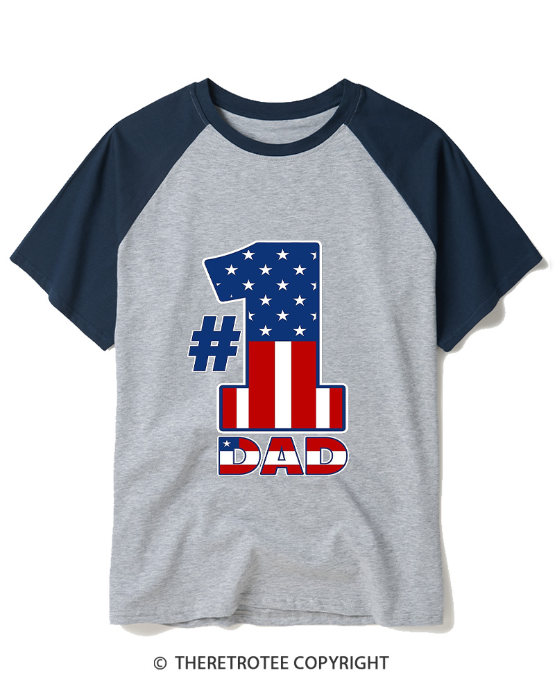 TheRetroTee Patriotic Number 1 Raglan Baseball T-Shirt
