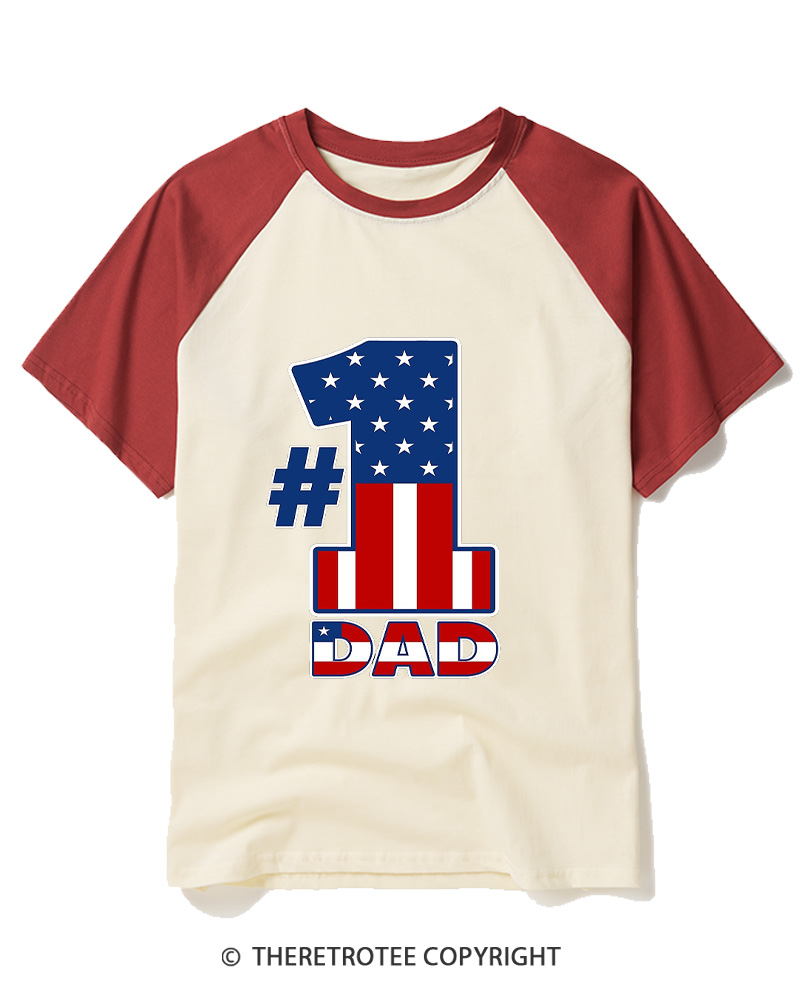 TheRetroTee Patriotic Number 1 Raglan Baseball T-Shirt