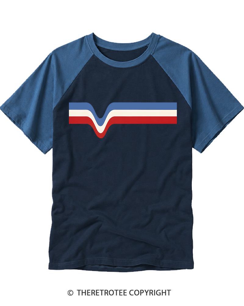 TheRetroTee 1970s Stripes 4th Of July Raglan Baseball T-Shirt