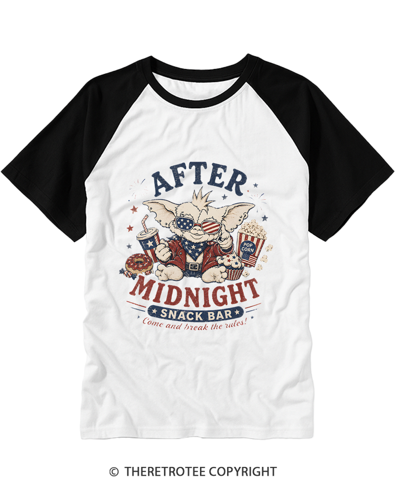 TheRetroTee After Midnight 1980s Raglan Baseball T-Shirt