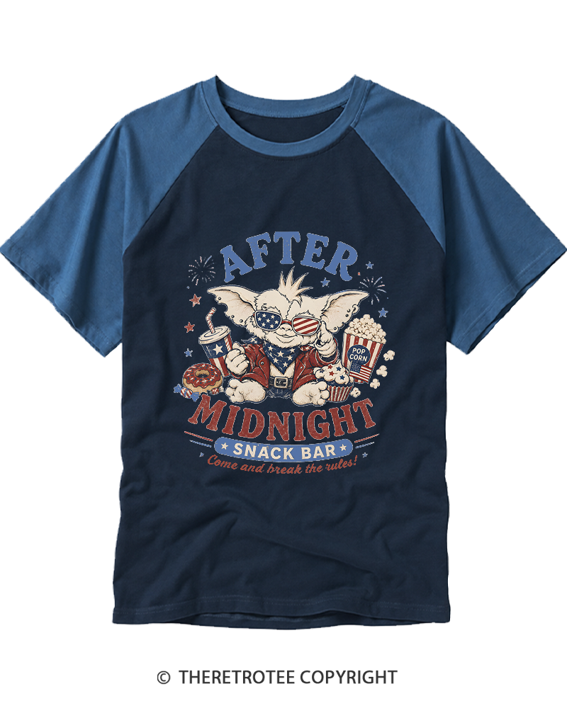 TheRetroTee After Midnight 1980s Raglan Baseball T-Shirt