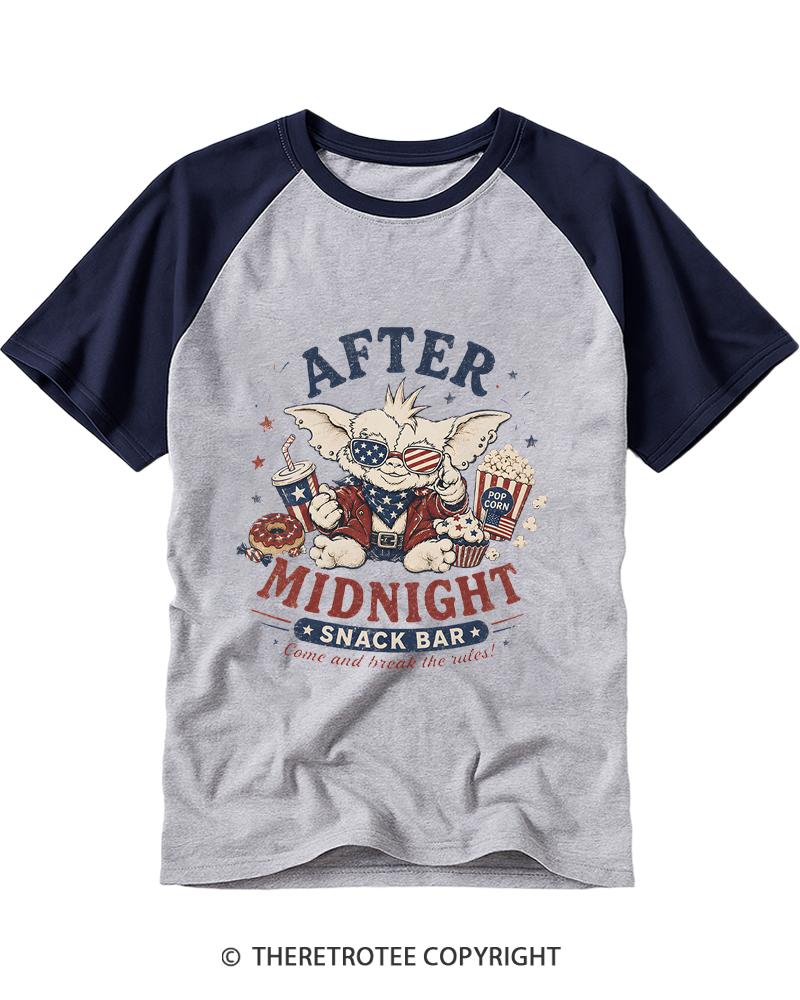 TheRetroTee After Midnight 1980s Raglan Baseball T-Shirt
