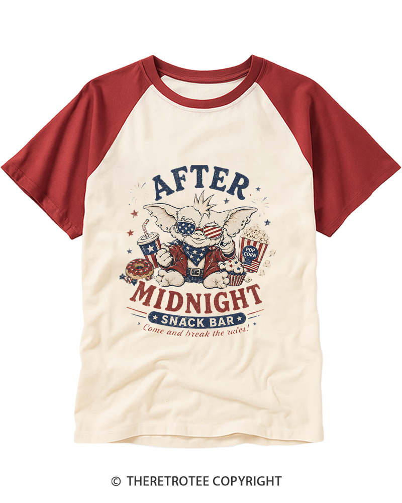 TheRetroTee After Midnight 1980s Raglan Baseball T-Shirt