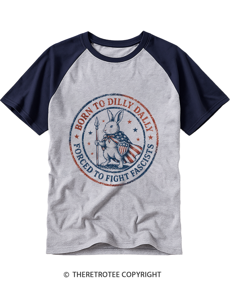 TheRetroTee Born To Dilly Dally 1950s Raglan Baseball T-Shirt