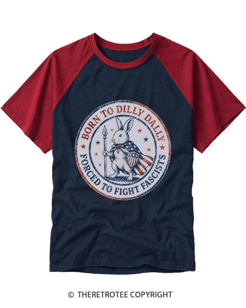TheRetroTee Born To Dilly Dally 1950s Raglan Baseball T-Shirt