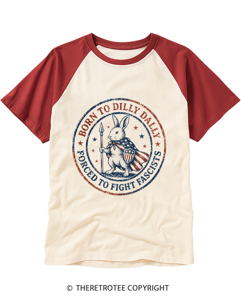 TheRetroTee Born To Dilly Dally 1950s Raglan Baseball T-Shirt