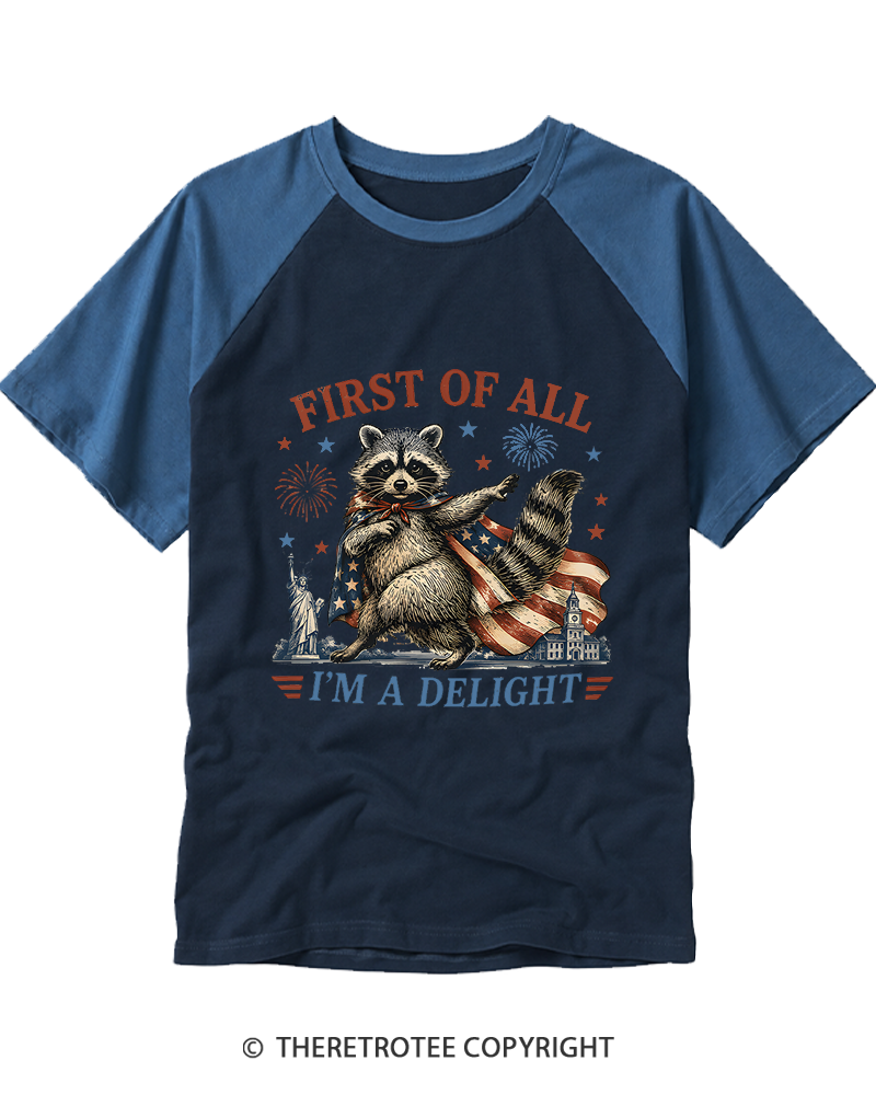 TheRetroTee First Of All I'm A Delight Raglan Baseball T-Shirt