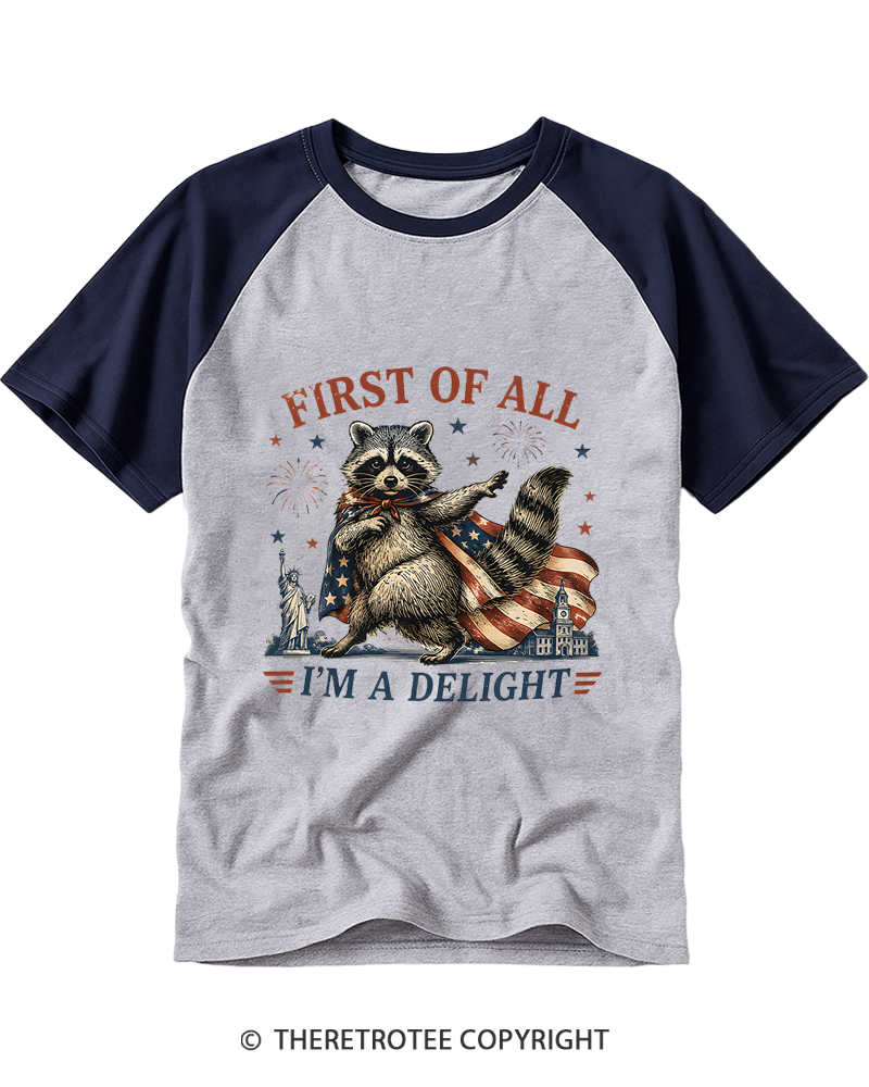 TheRetroTee First Of All I'm A Delight Raglan Baseball T-Shirt