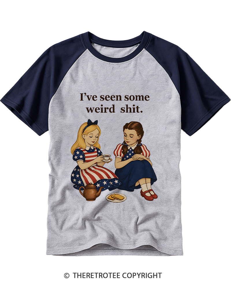 TheRetroTee I've Seen Some Weird Shit 1990s Raglan Baseball T-Shirt