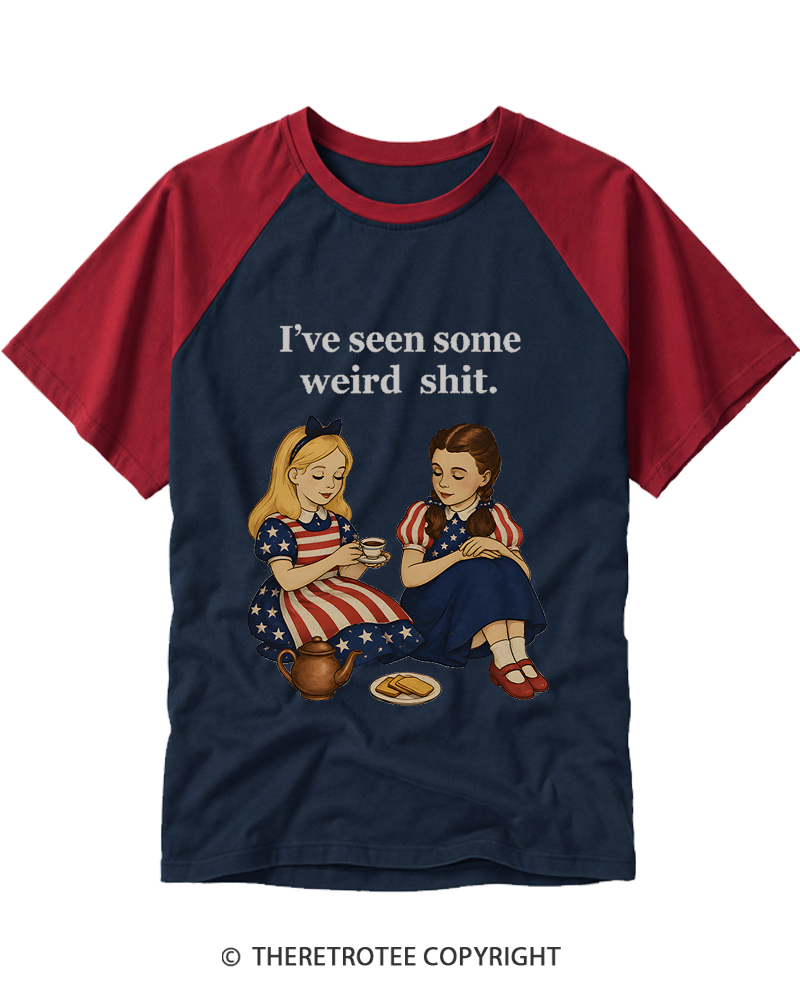 TheRetroTee I've Seen Some Weird Shit 1990s Raglan Baseball T-Shirt