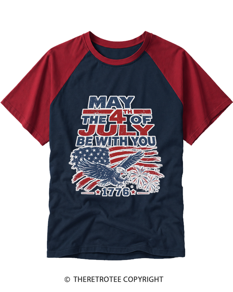 TheRetroTee July The 4th Be With You 1970s Raglan Baseball T-Shirt