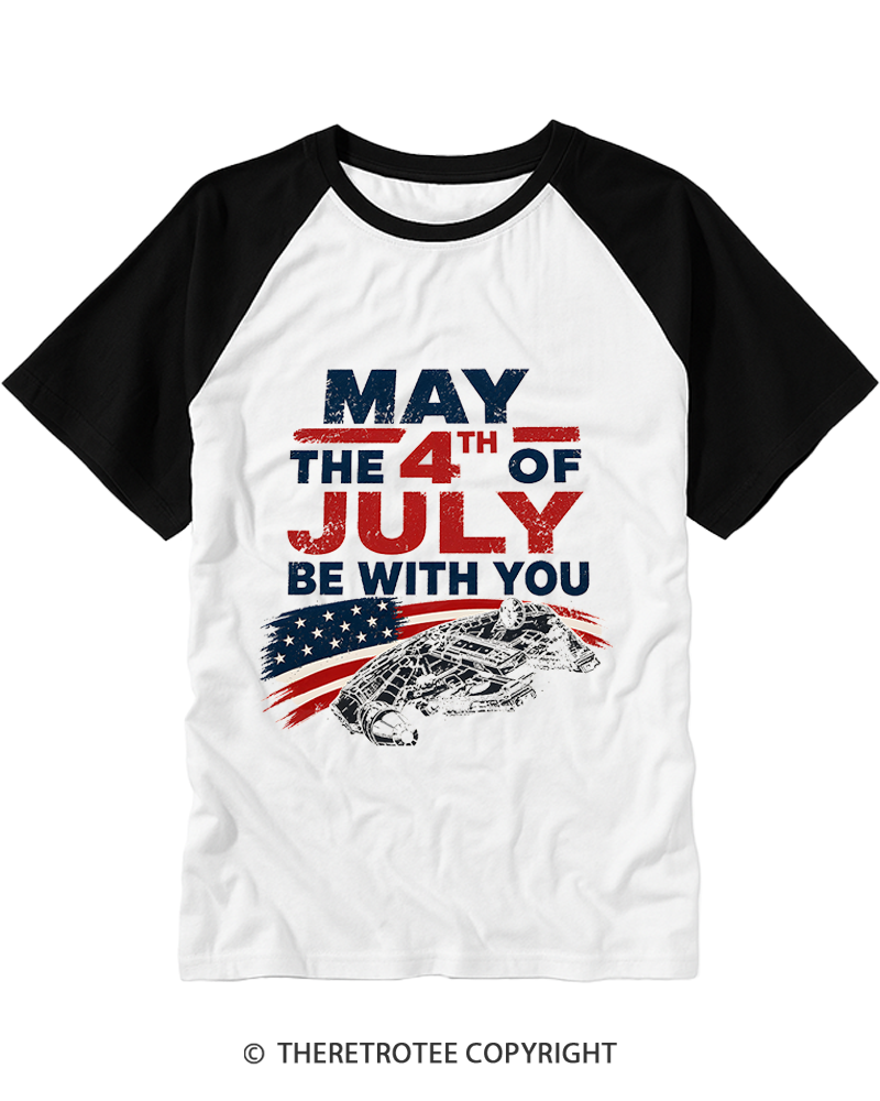 TheRetroTee July The 4th Be With You 1970s Raglan Baseball T-Shirt