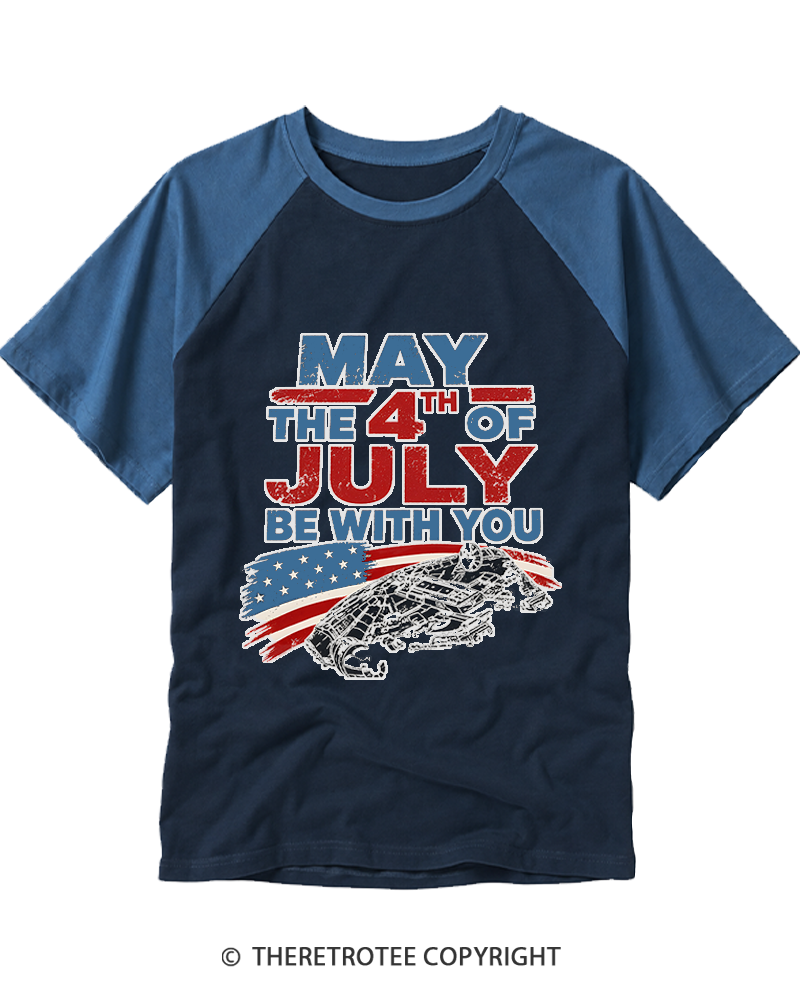 TheRetroTee July The 4th Be With You 1970s Raglan Baseball T-Shirt