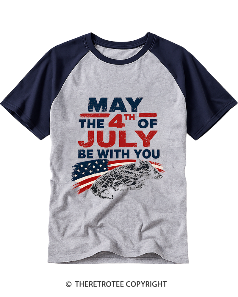 TheRetroTee July The 4th Be With You 1970s Raglan Baseball T-Shirt