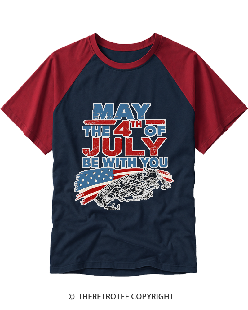 TheRetroTee July The 4th Be With You 1970s Raglan Baseball T-Shirt