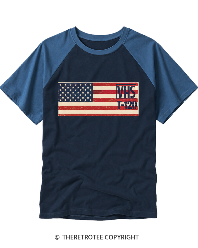 TheRetroTee VHS T-120 1980S Raglan Baseball T-Shirt