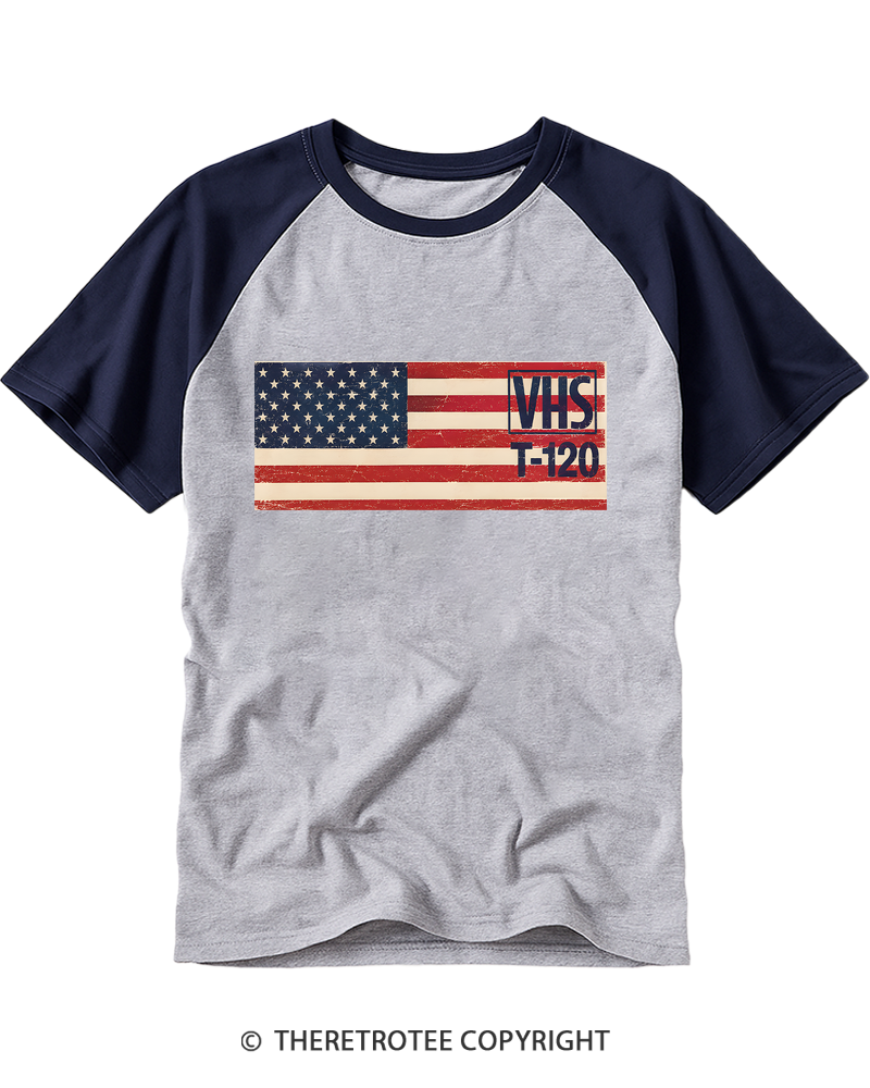 TheRetroTee VHS T-120 1980S Raglan Baseball T-Shirt