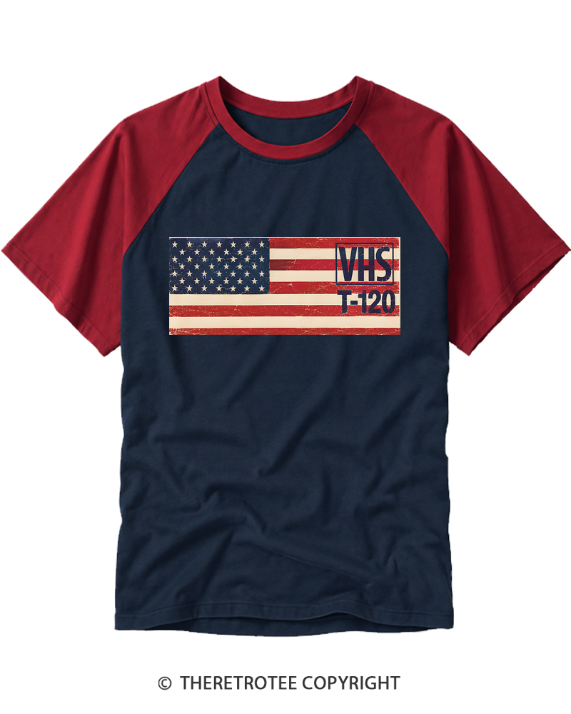 TheRetroTee VHS T-120 1980S Raglan Baseball T-Shirt