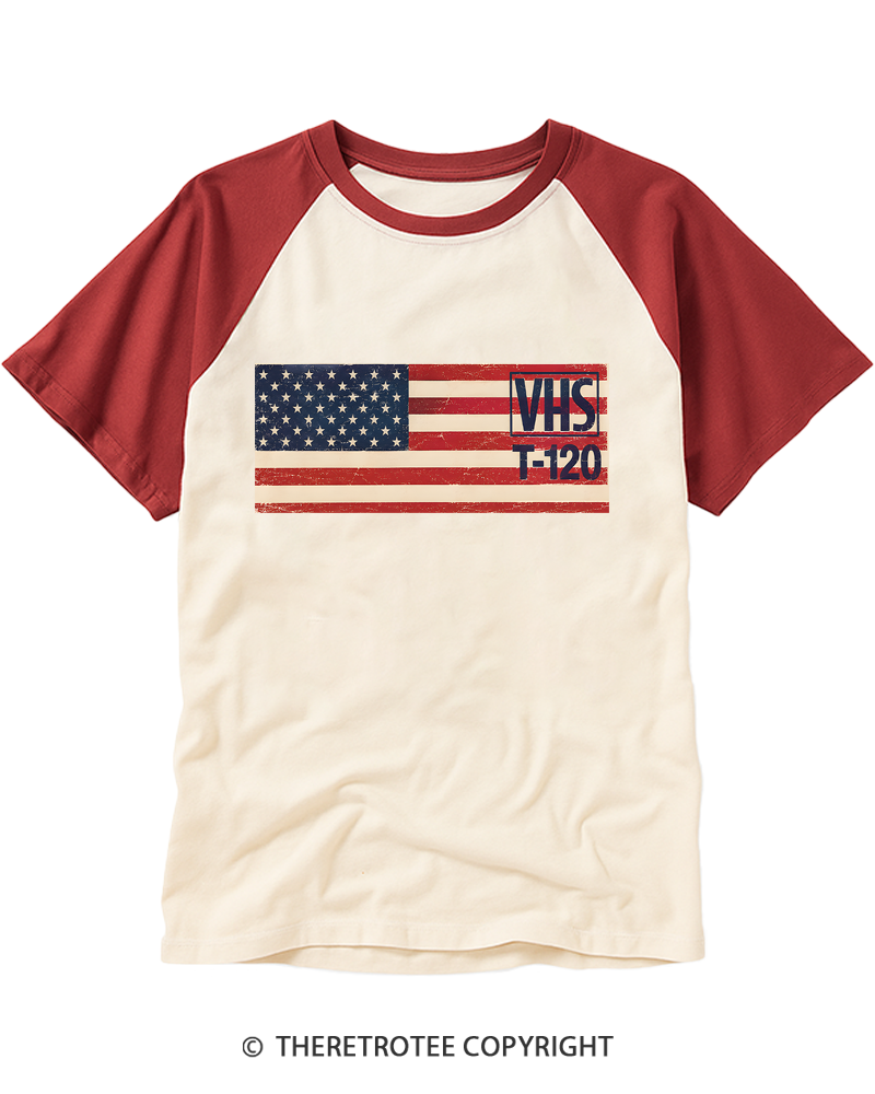 TheRetroTee VHS T-120 1980S Raglan Baseball T-Shirt