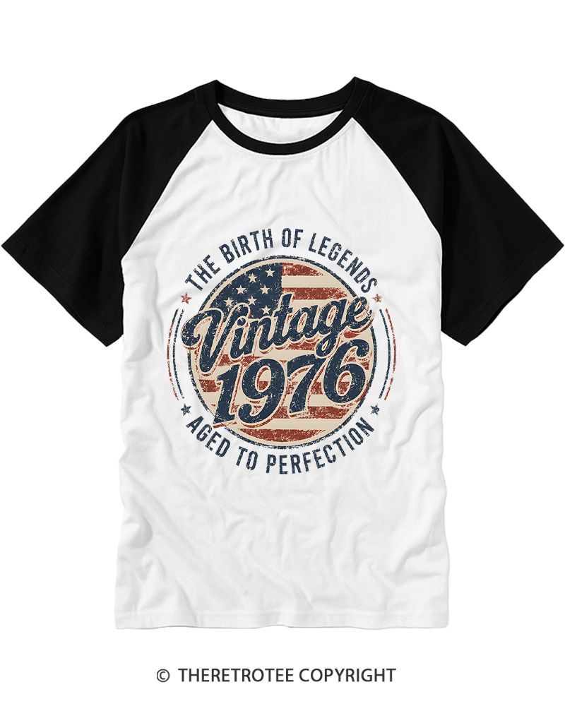 TheRetroTee Vintage 1976 Raglan Baseball T-Shirt