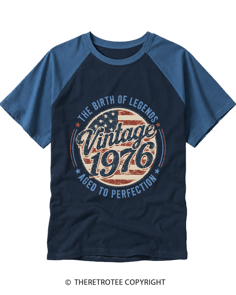 TheRetroTee Vintage 1976 Raglan Baseball T-Shirt