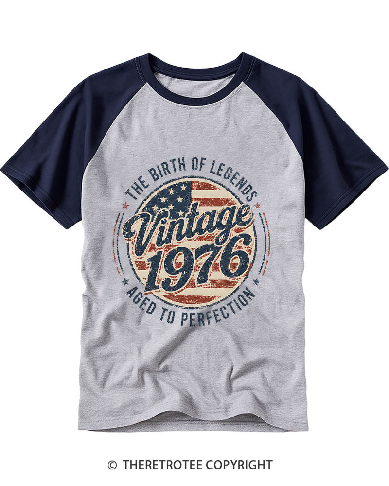 TheRetroTee Vintage 1976 Raglan Baseball T-Shirt