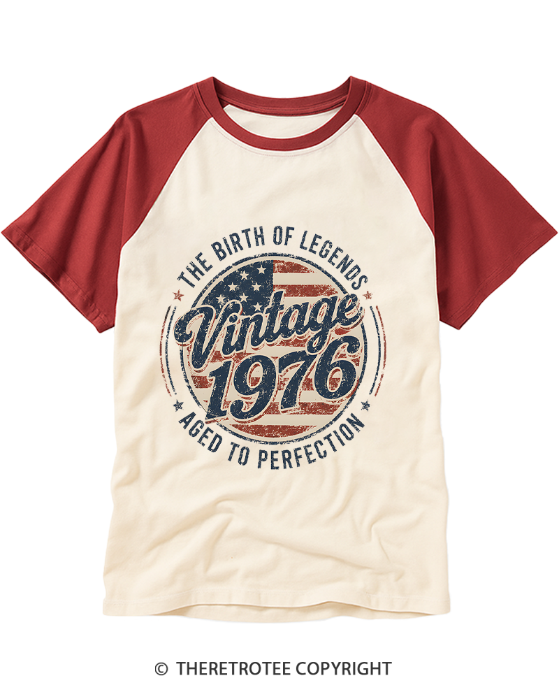 TheRetroTee Vintage 1976 Raglan Baseball T-Shirt