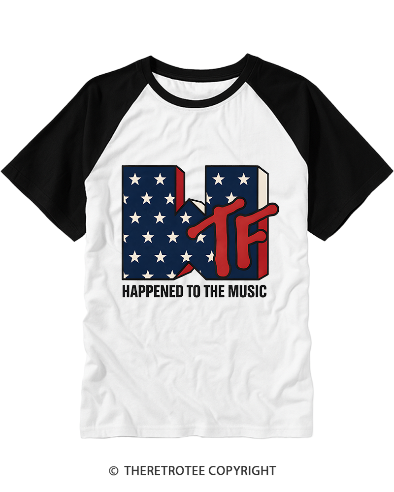 TheRetroTee WTF Happened To Music 1980s Raglan Baseball T-Shirt