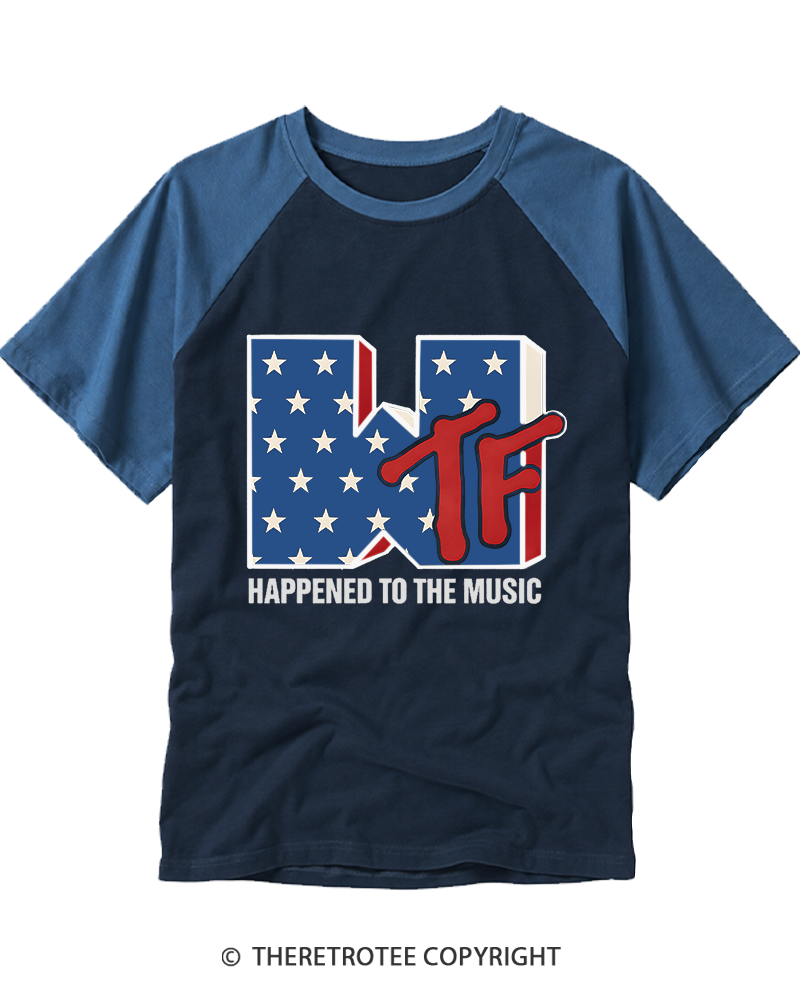 TheRetroTee WTF Happened To Music 1980s Raglan Baseball T-Shirt