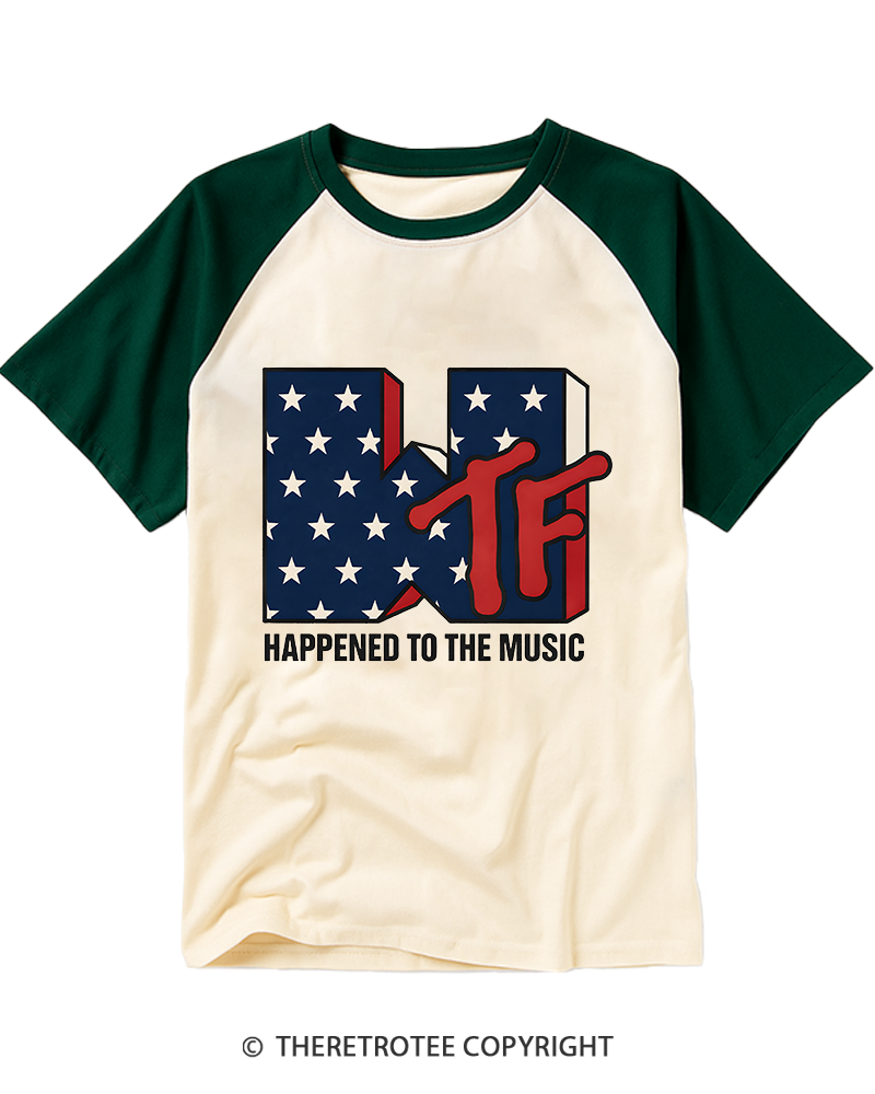 TheRetroTee WTF Happened To Music 1980s Raglan Baseball T-Shirt