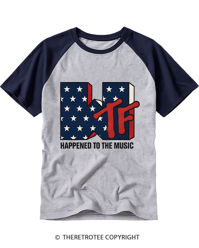 TheRetroTee WTF Happened To Music 1980s Raglan Baseball T-Shirt