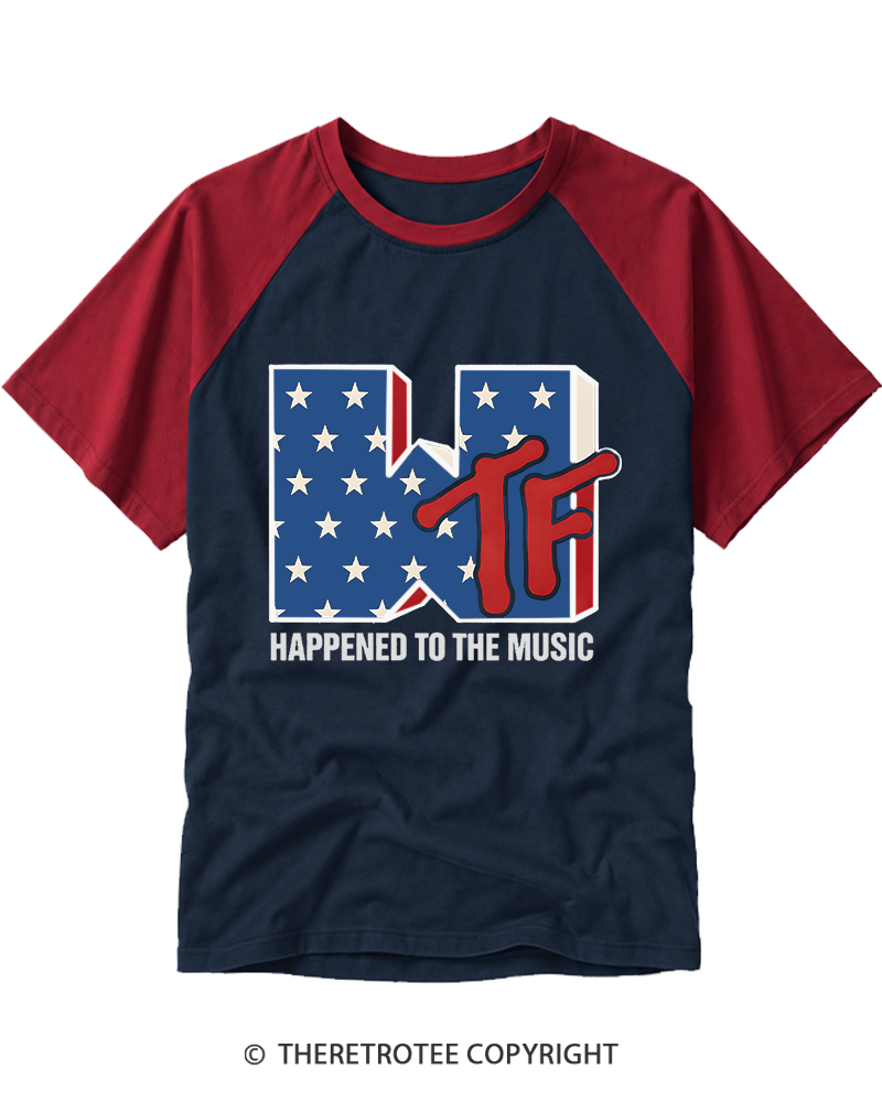 TheRetroTee WTF Happened To Music 1980s Raglan Baseball T-Shirt