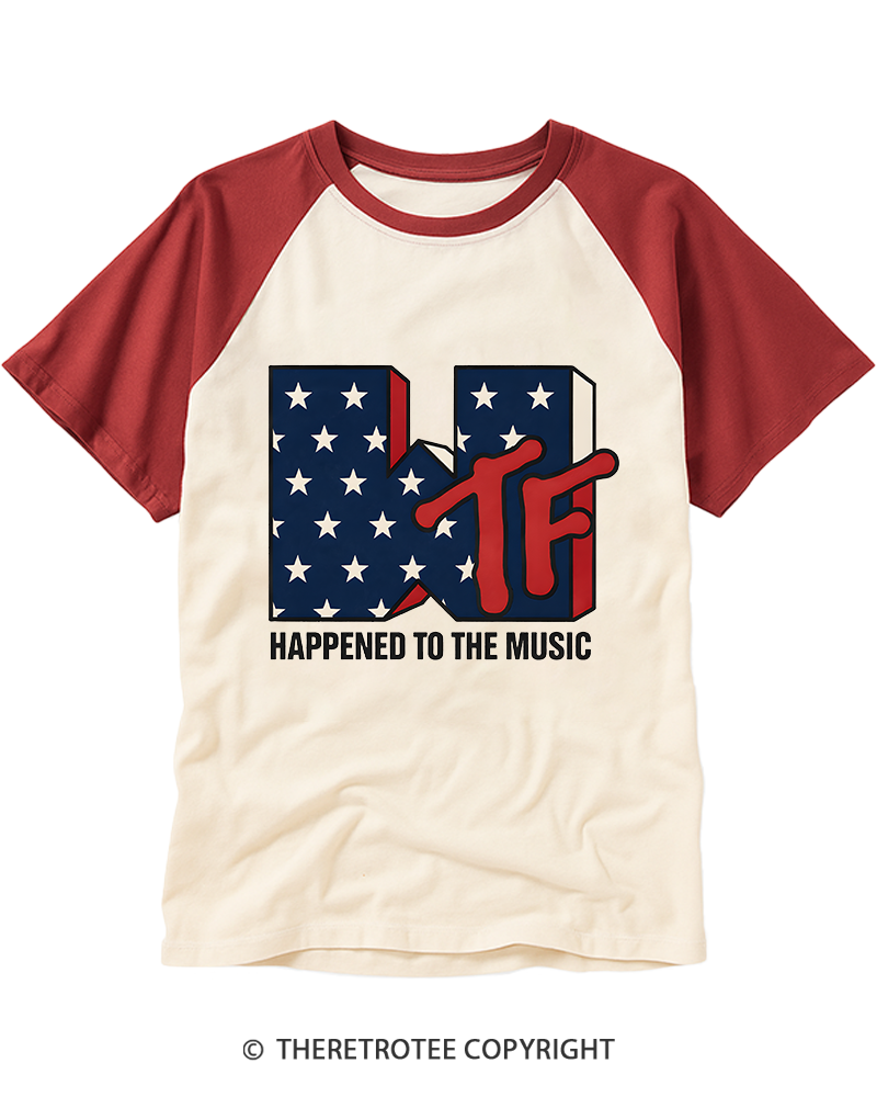 TheRetroTee WTF Happened To Music 1980s Raglan Baseball T-Shirt