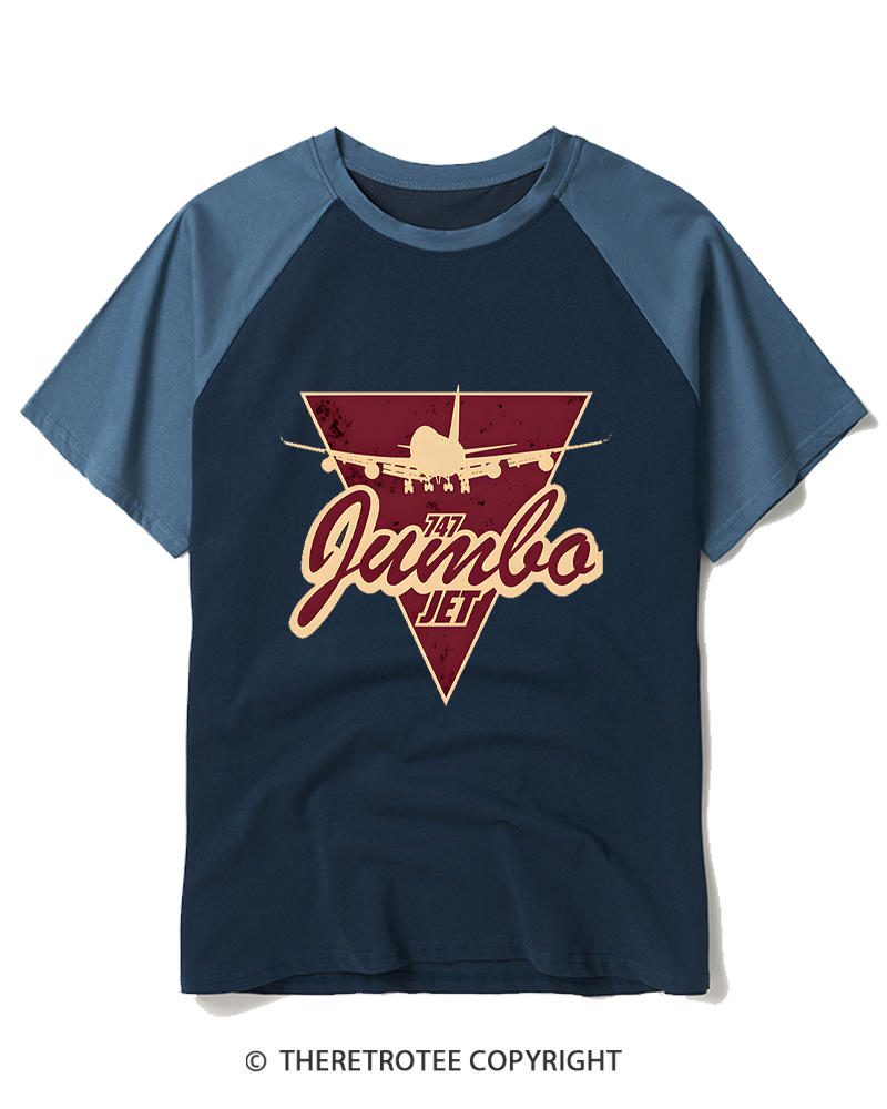 TheRetroTee 747 Jumbo Jet Raglan Baseball T-Shirt