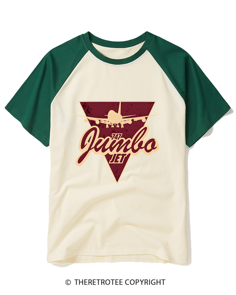 TheRetroTee 747 Jumbo Jet Raglan Baseball T-Shirt