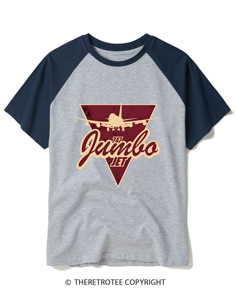 TheRetroTee 747 Jumbo Jet Raglan Baseball T-Shirt