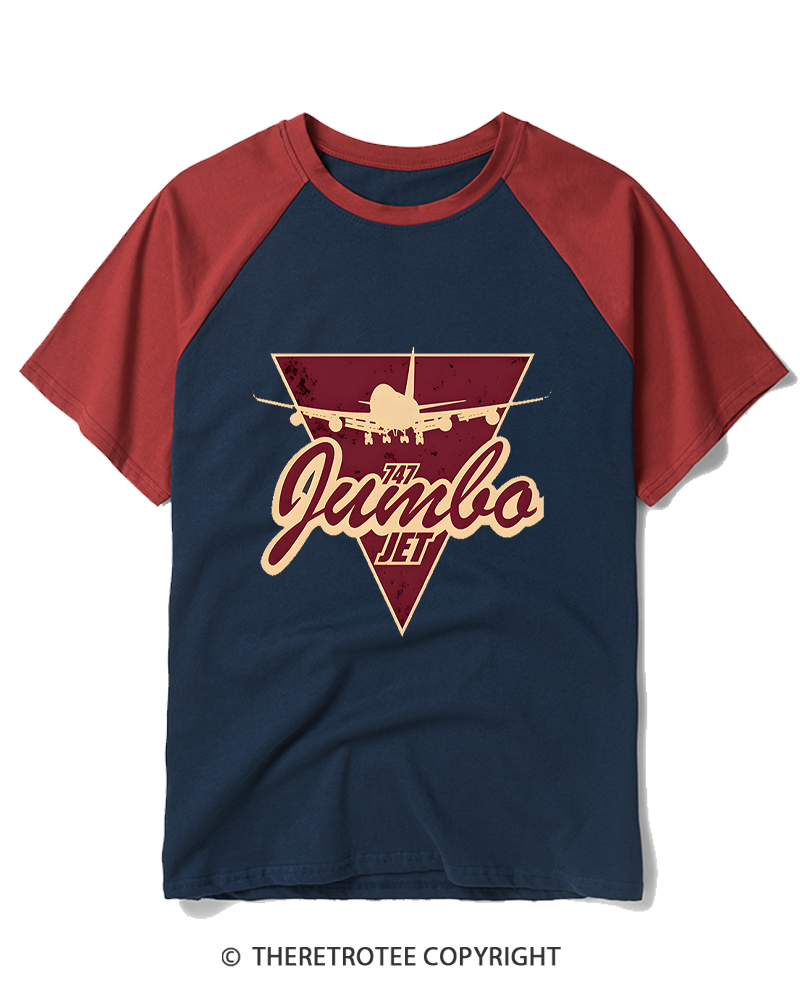 TheRetroTee 747 Jumbo Jet Raglan Baseball T-Shirt