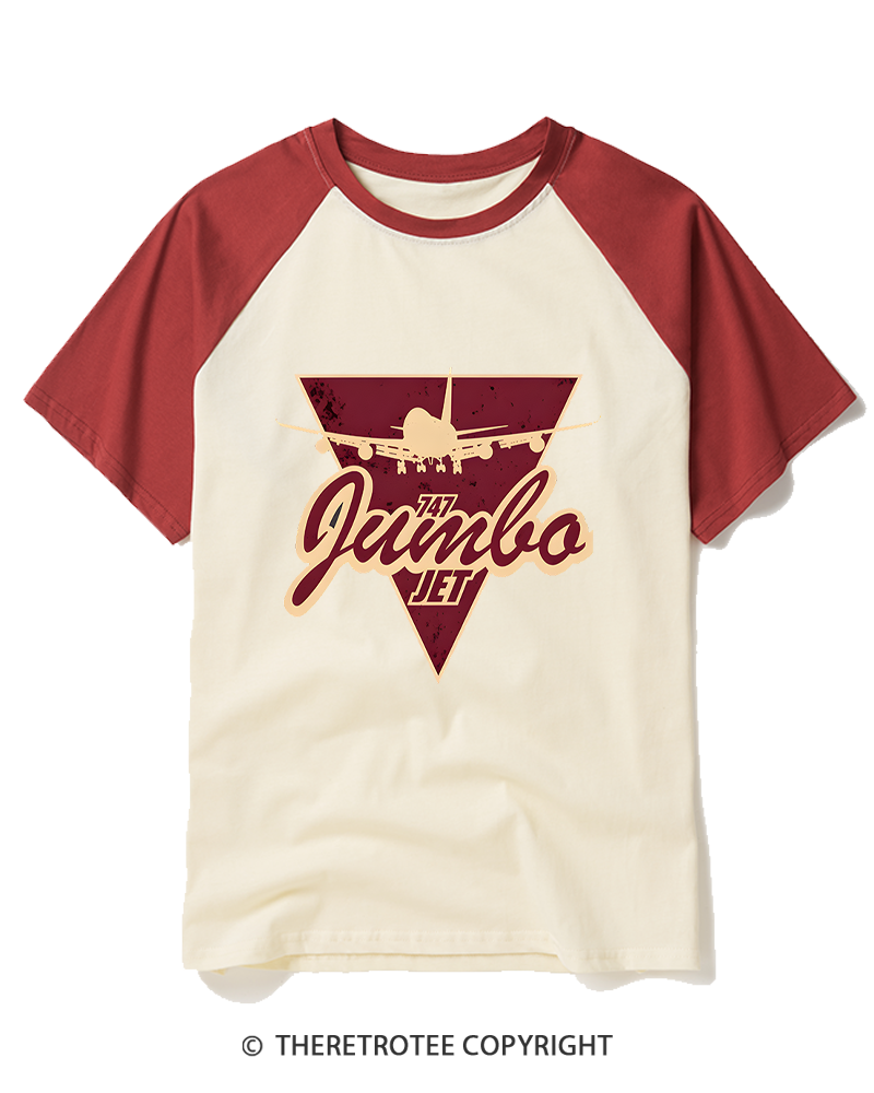 TheRetroTee 747 Jumbo Jet Raglan Baseball T-Shirt