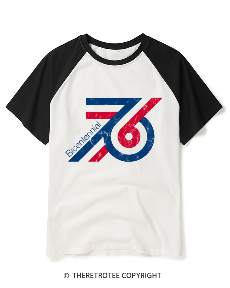 TheRetroTee 1976 American Bicentennial Raglan Baseball T-Shirt