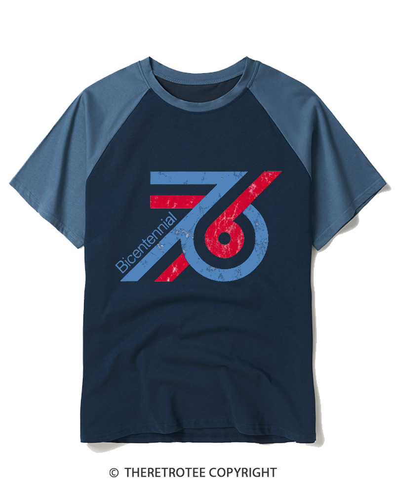 TheRetroTee 1976 American Bicentennial Raglan Baseball T-Shirt