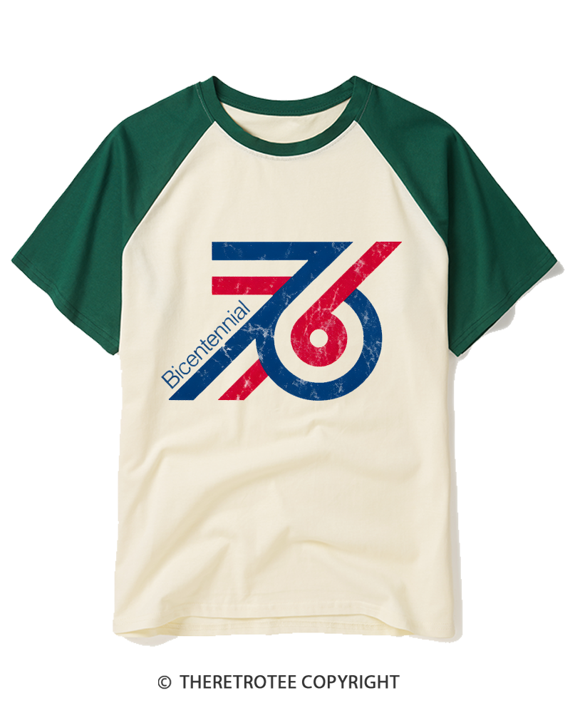 TheRetroTee 1976 American Bicentennial Raglan Baseball T-Shirt
