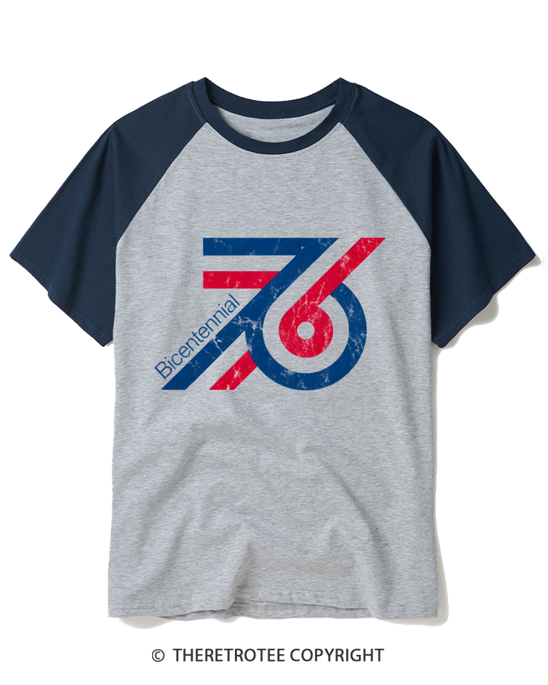 TheRetroTee 1976 American Bicentennial Raglan Baseball T-Shirt