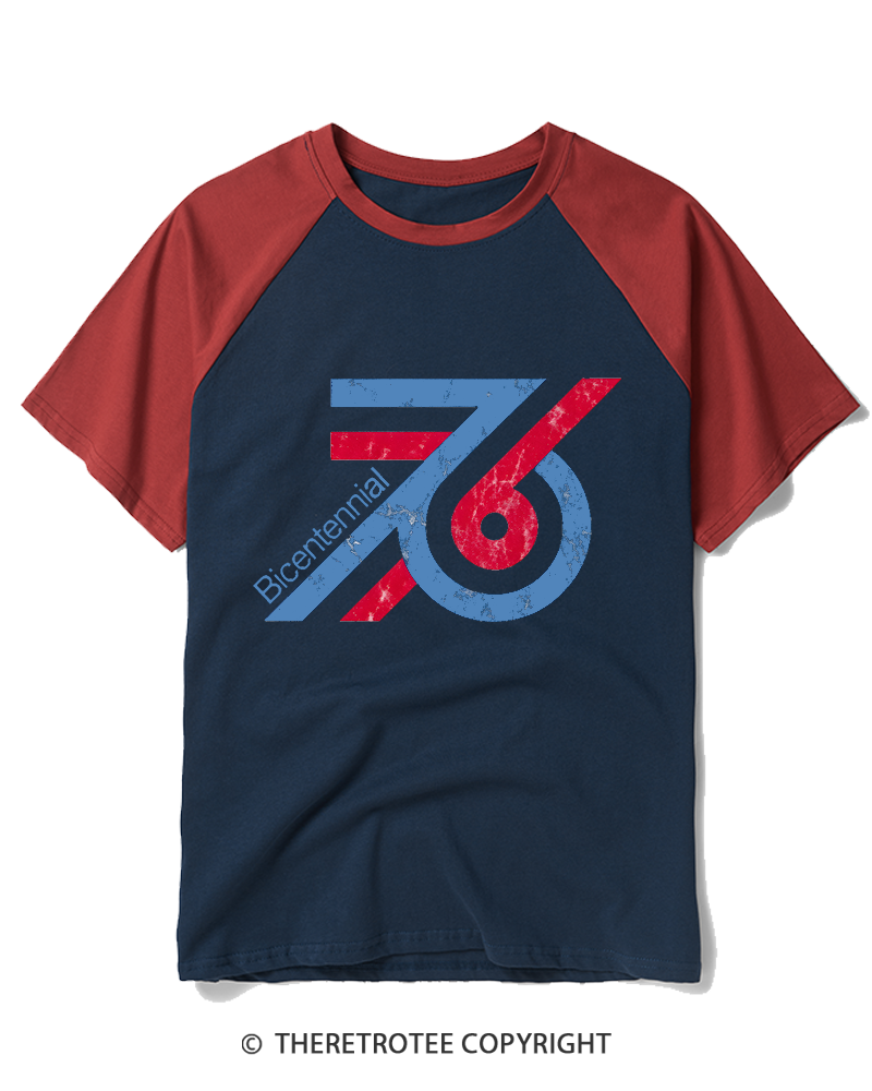 TheRetroTee 1976 American Bicentennial Raglan Baseball T-Shirt