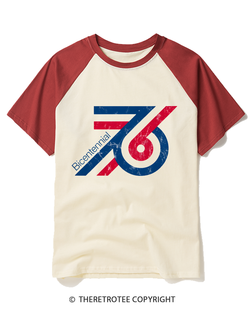 TheRetroTee 1976 American Bicentennial Raglan Baseball T-Shirt