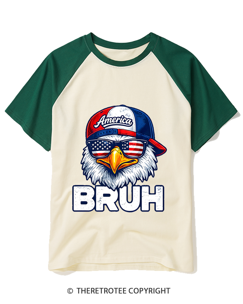 TheRetroTee America Bruh Raglan Baseball T-Shirt