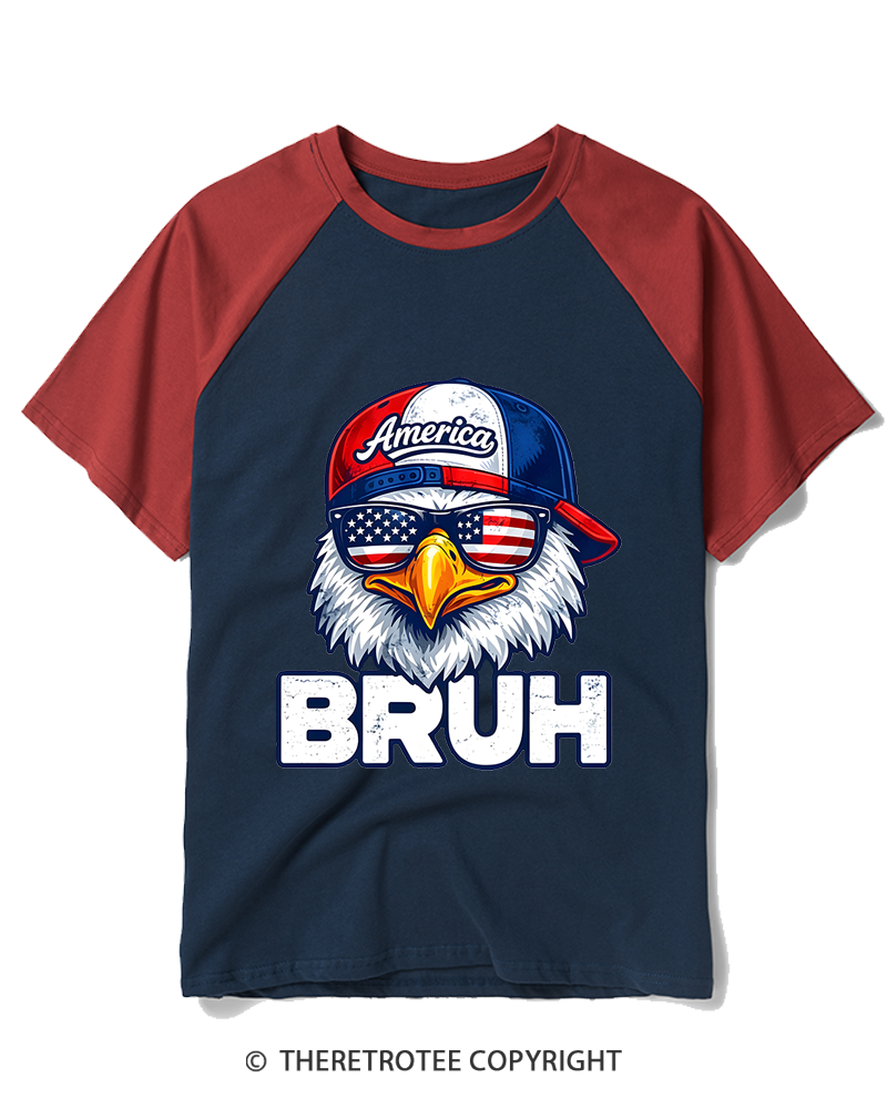TheRetroTee America Bruh Raglan Baseball T-Shirt