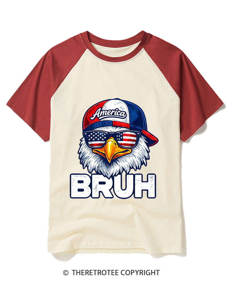 TheRetroTee America Bruh Raglan Baseball T-Shirt